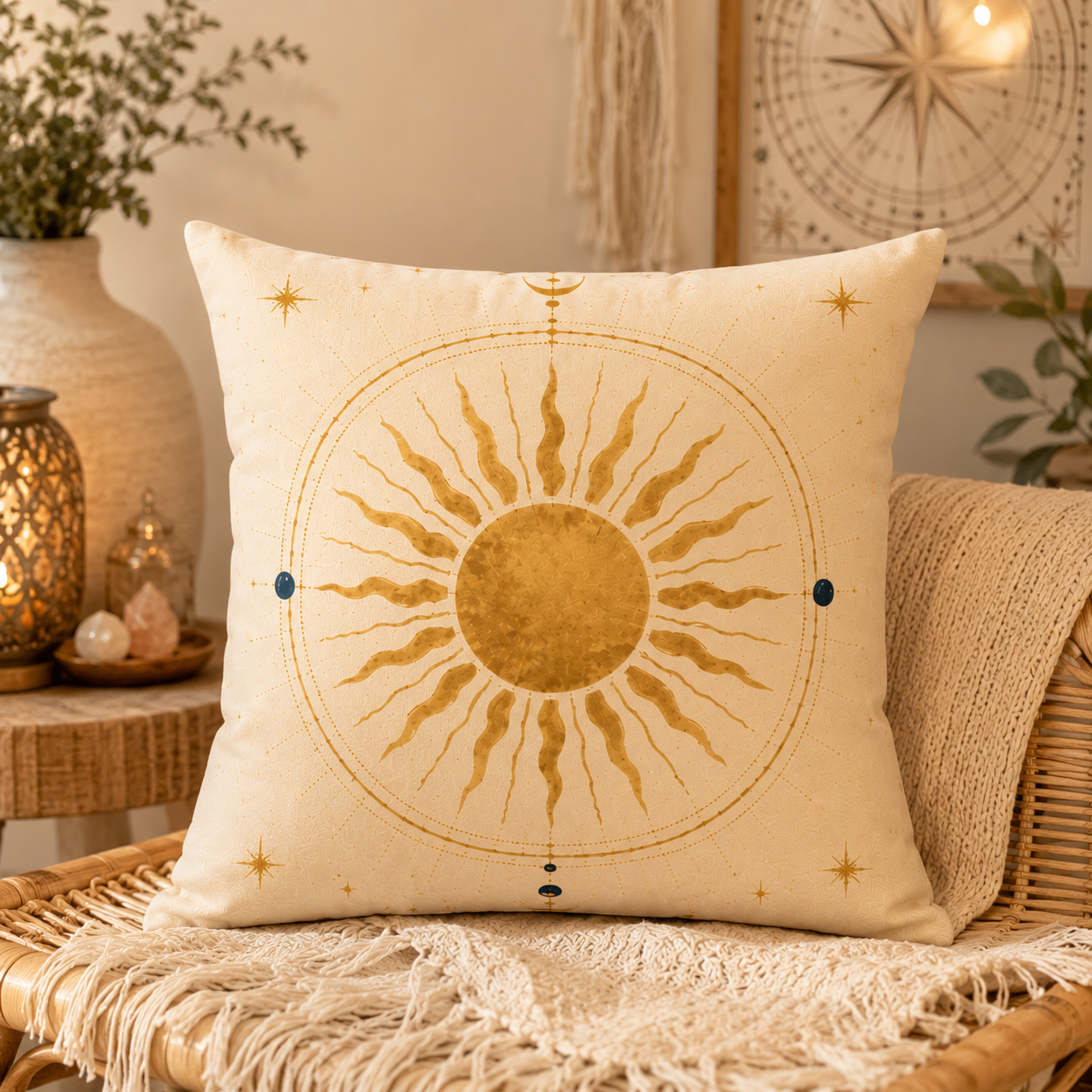 Celestial Sun Mandala Pillow